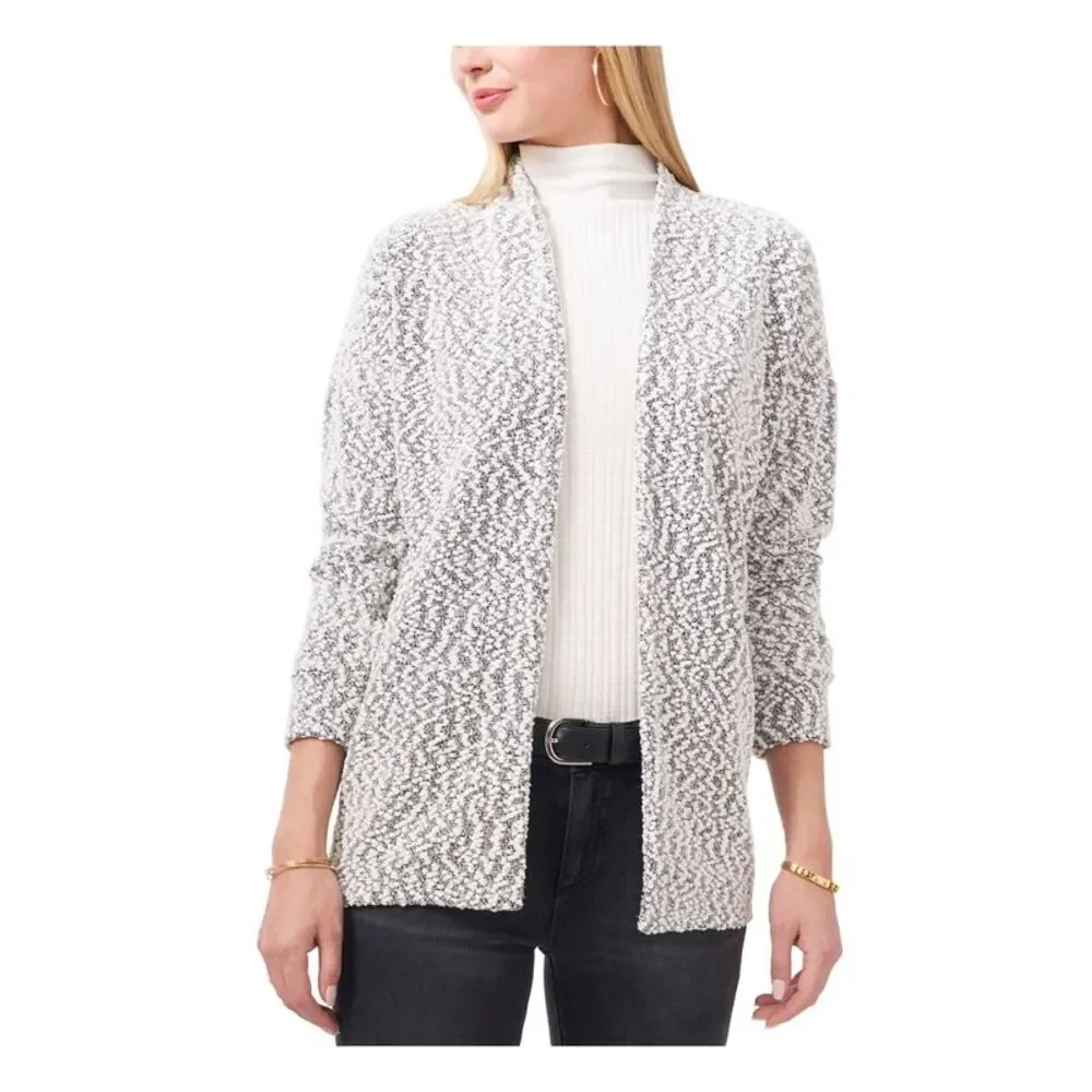 VINCE CAMUTO Womens Black Long Sleeve Open Front Cardigan L